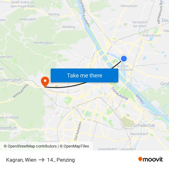 Kagran, Wien to 14., Penzing map