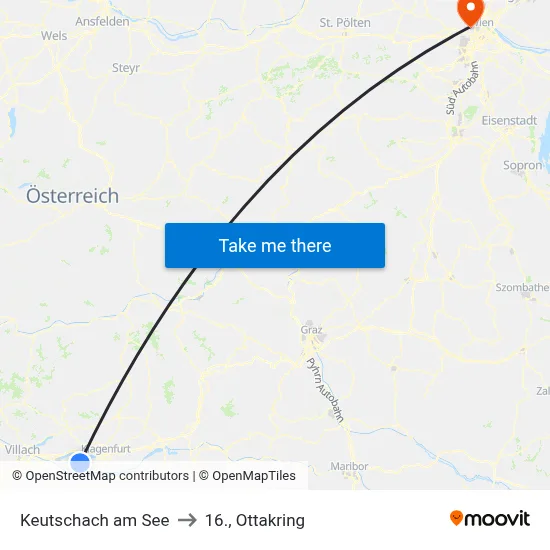 Keutschach am See to 16., Ottakring map