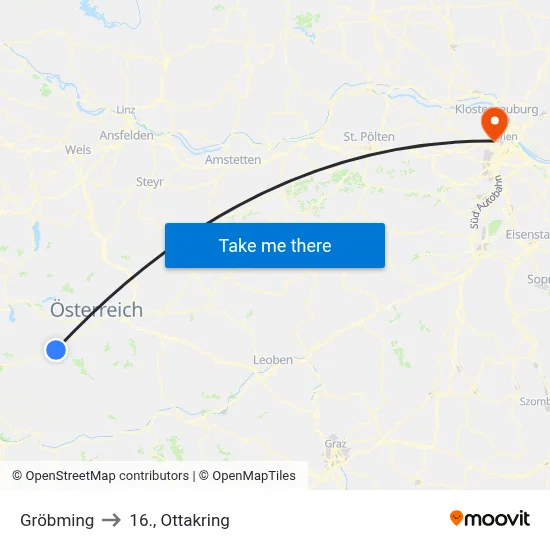 Gröbming to 16., Ottakring map
