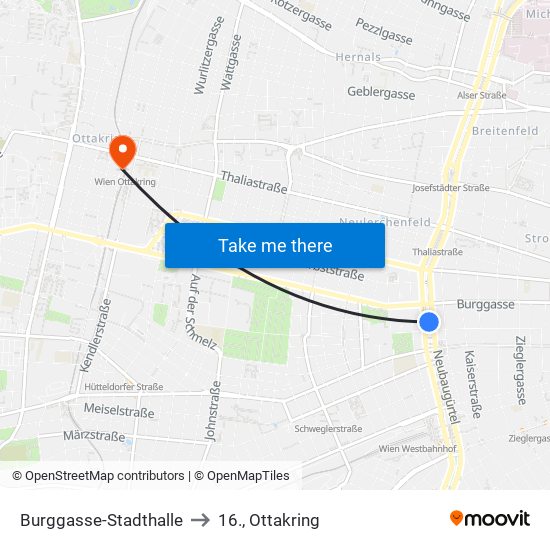 Burggasse-Stadthalle to 16., Ottakring map