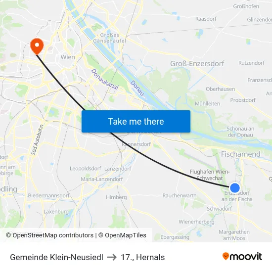 Gemeinde Klein-Neusiedl to 17., Hernals map