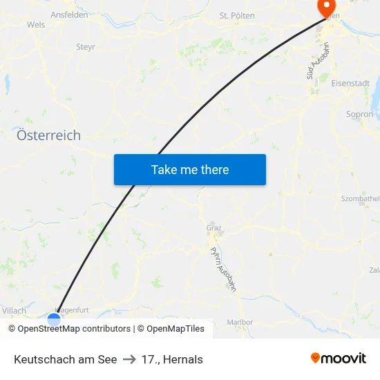 Keutschach am See to 17., Hernals map