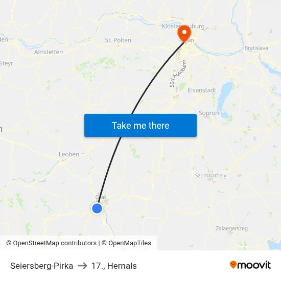 Seiersberg-Pirka to 17., Hernals map