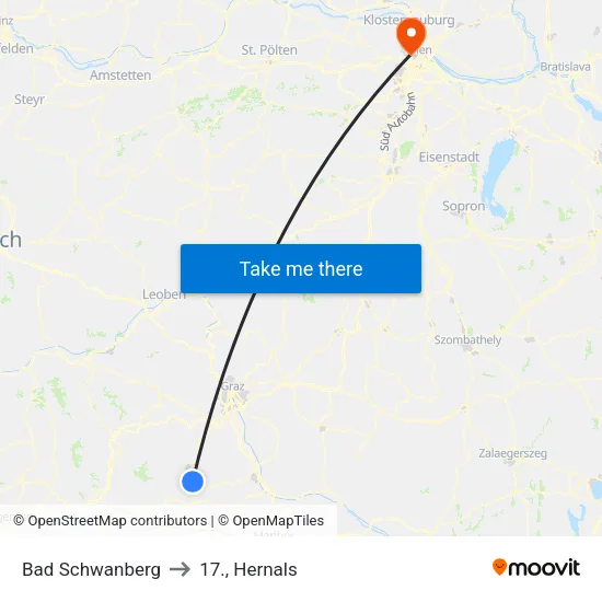 Bad Schwanberg to 17., Hernals map