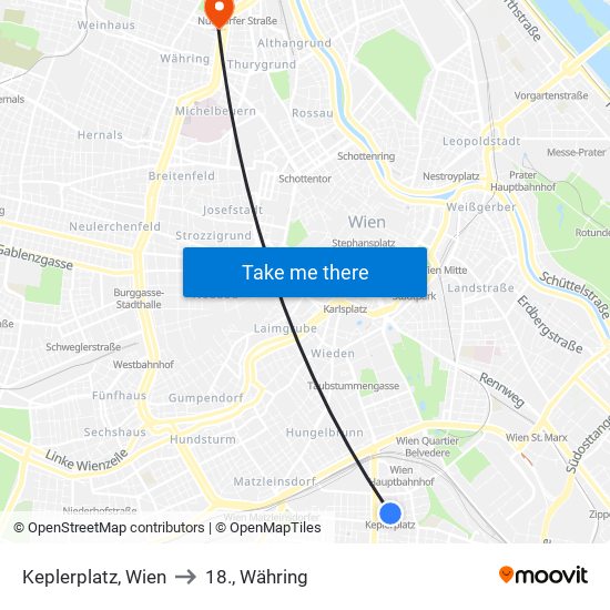Keplerplatz, Wien to 18., Währing map