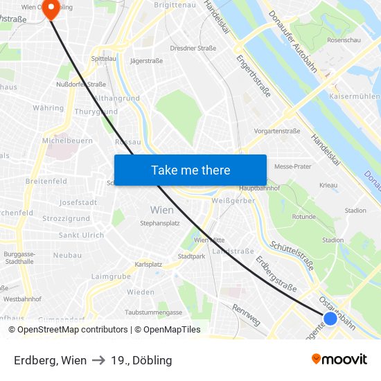 Erdberg, Wien to 19., Döbling map