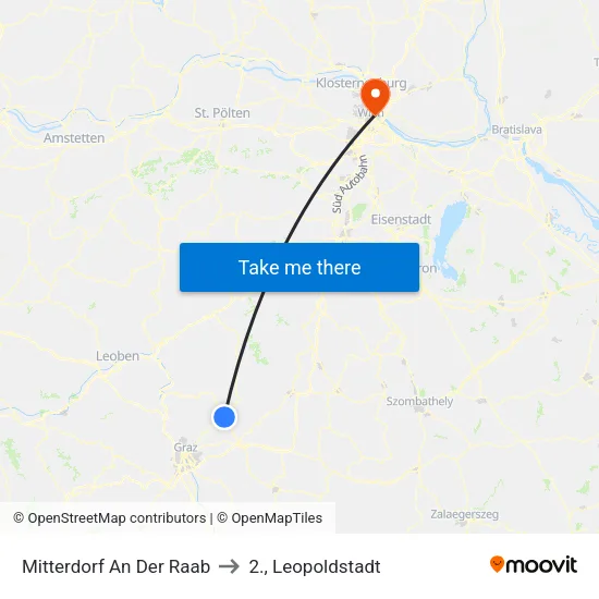 Mitterdorf An Der Raab to 2., Leopoldstadt map