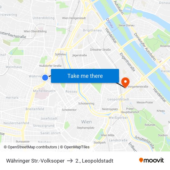 Währinger Str.-Volksoper to 2., Leopoldstadt map