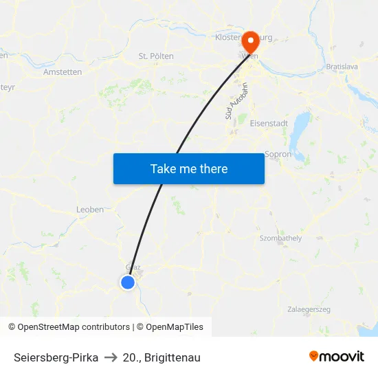 Seiersberg-Pirka to 20., Brigittenau map