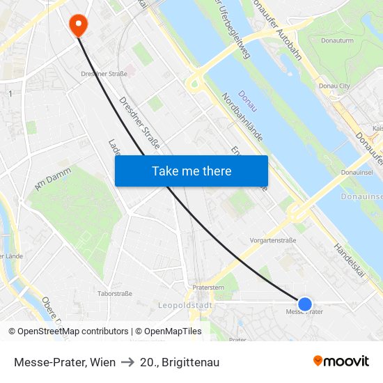Messe-Prater, Wien to 20., Brigittenau map