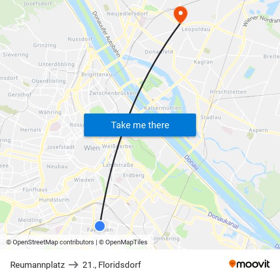 Reumannplatz to 21., Floridsdorf map