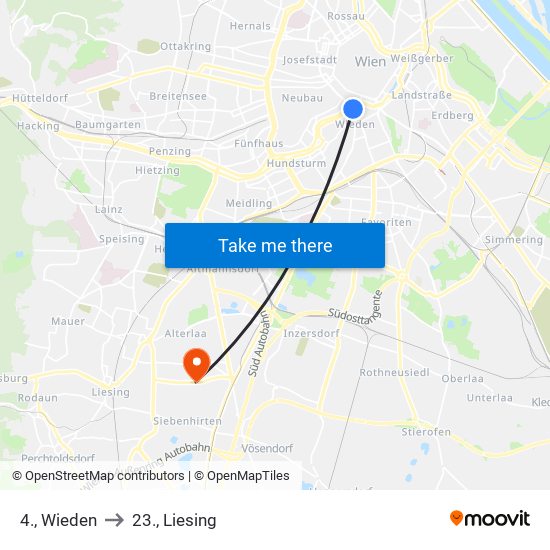 4., Wieden to 23., Liesing map