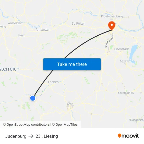 Judenburg to 23., Liesing map