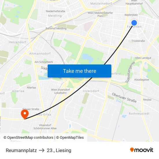 Reumannplatz to 23., Liesing map