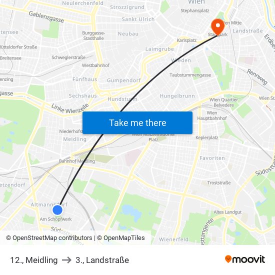 12., Meidling to 3., Landstraße map