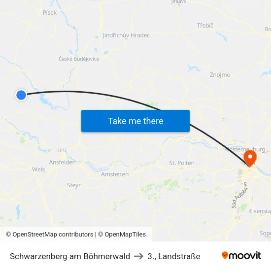 Schwarzenberg am Böhmerwald to 3., Landstraße map