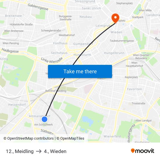 12., Meidling to 4., Wieden map