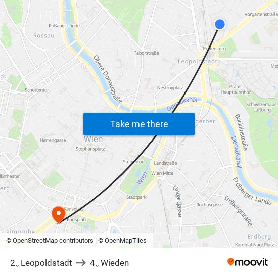 2., Leopoldstadt to 4., Wieden map