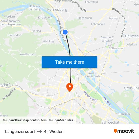 Langenzersdorf to 4., Wieden map