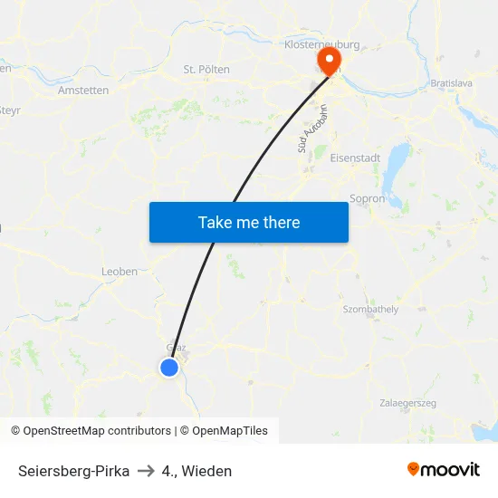 Seiersberg-Pirka to 4., Wieden map