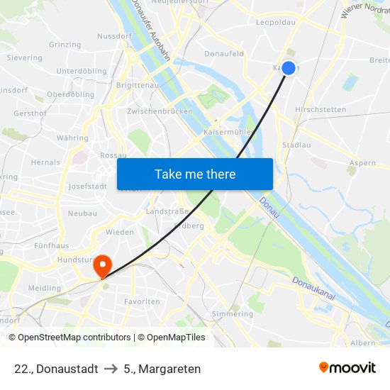 22., Donaustadt to 22., Donaustadt map