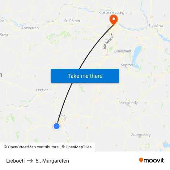 Lieboch to 5., Margareten map