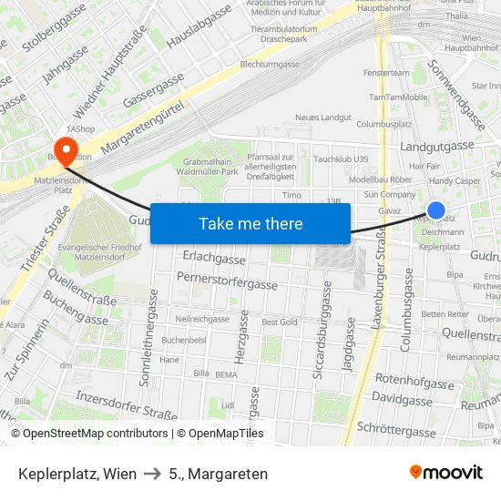 Keplerplatz, Wien to 5., Margareten map