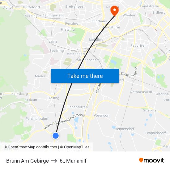 Brunn Am Gebirge to 6., Mariahilf map