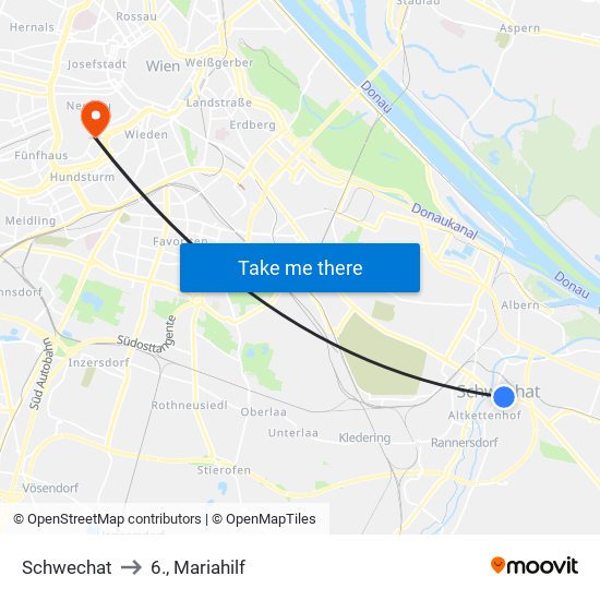 Schwechat to 6., Mariahilf map