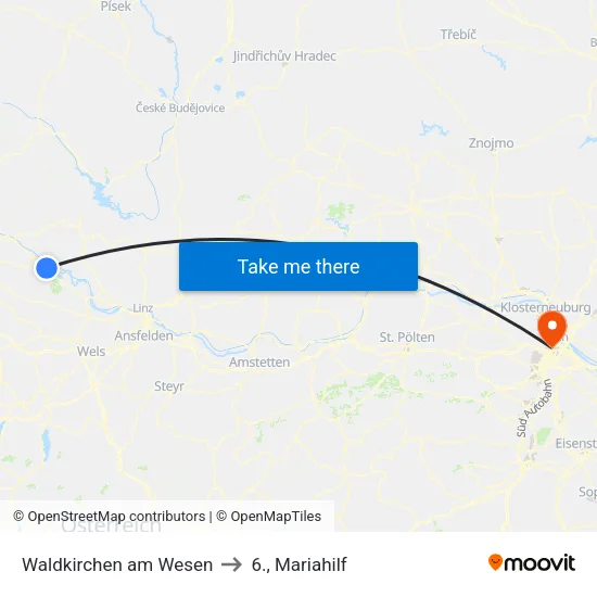 Waldkirchen am Wesen to 6., Mariahilf map