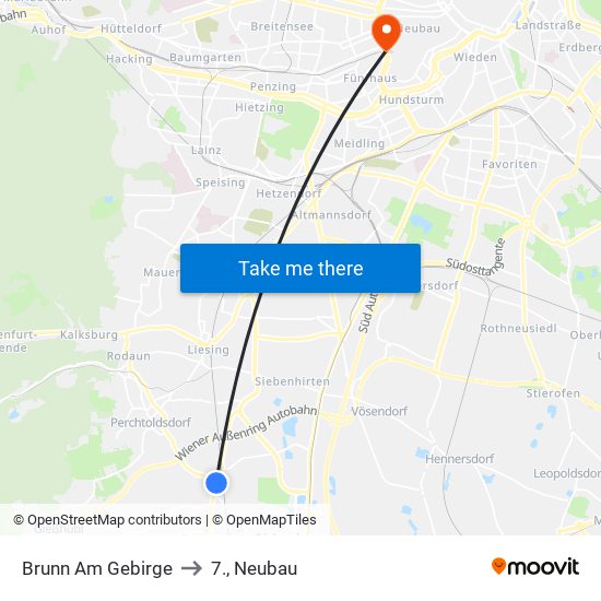Brunn Am Gebirge to 7., Neubau map
