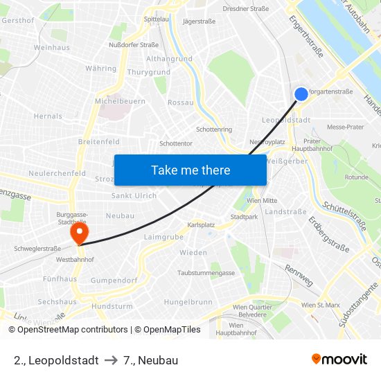 2., Leopoldstadt to 7., Neubau map