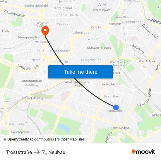 Troststraße to 7., Neubau map