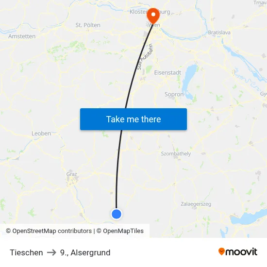 Tieschen to 9., Alsergrund map