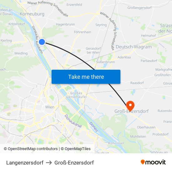 Langenzersdorf to Groß-Enzersdorf map