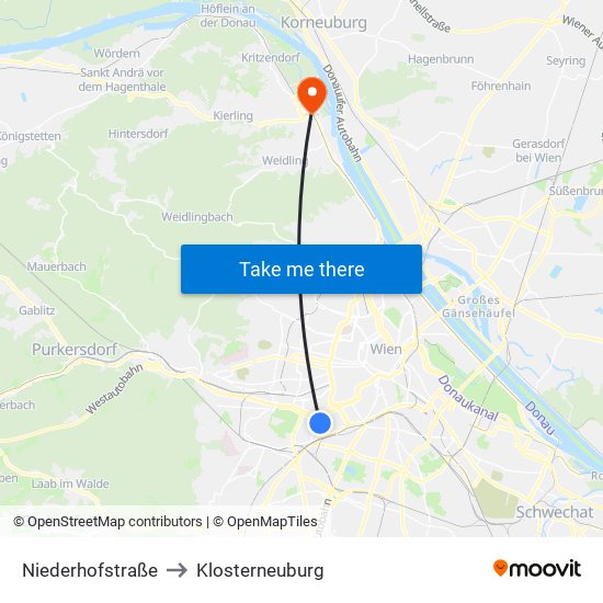 Niederhofstraße to Klosterneuburg map