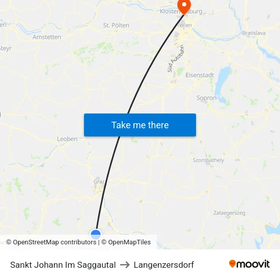 Sankt Johann Im Saggautal to Langenzersdorf map