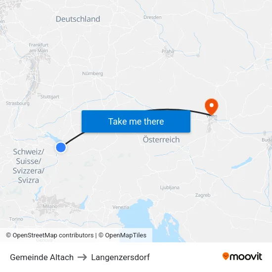 Gemeinde Altach to Langenzersdorf map