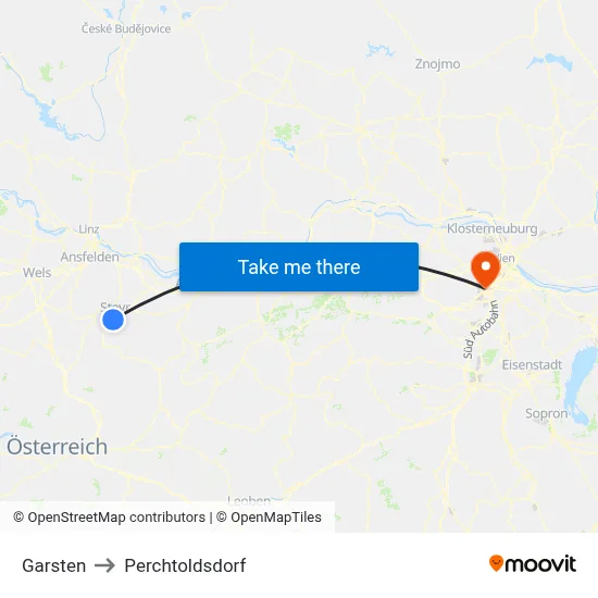 Garsten to Perchtoldsdorf map