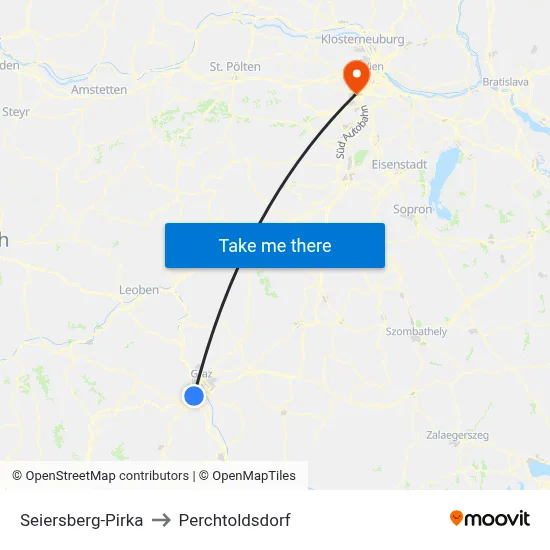 Seiersberg-Pirka to Perchtoldsdorf map