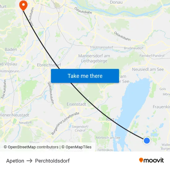 Apetlon to Perchtoldsdorf map