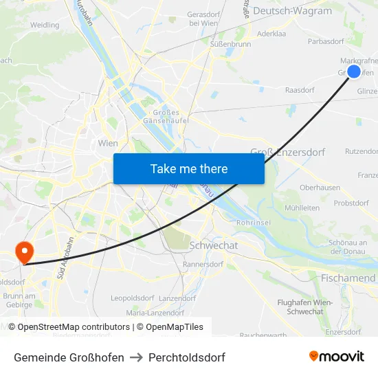 Gemeinde Großhofen to Perchtoldsdorf map
