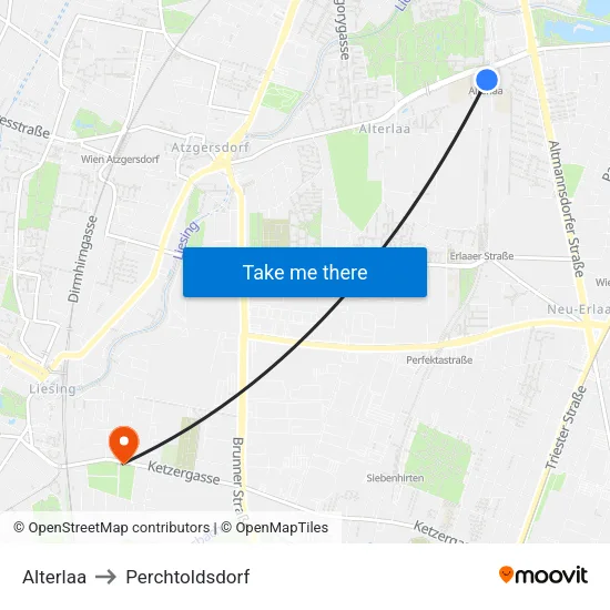 Alterlaa to Perchtoldsdorf map