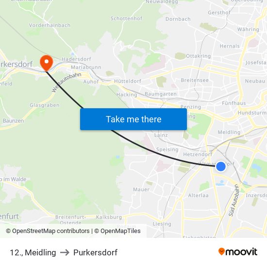 12., Meidling to Purkersdorf map