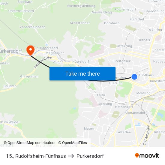 15., Rudolfsheim-Fünfhaus to Purkersdorf map