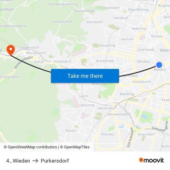 4., Wieden to Purkersdorf map