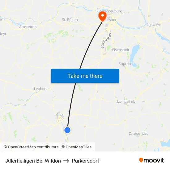 Allerheiligen Bei Wildon to Purkersdorf map