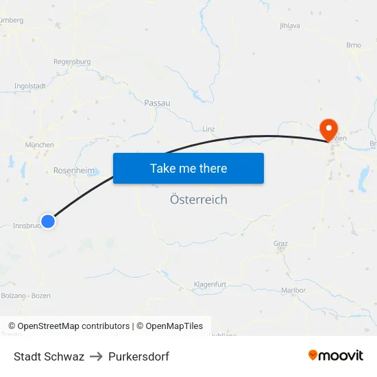 Stadt Schwaz to Purkersdorf map