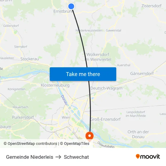Gemeinde Niederleis to Schwechat map