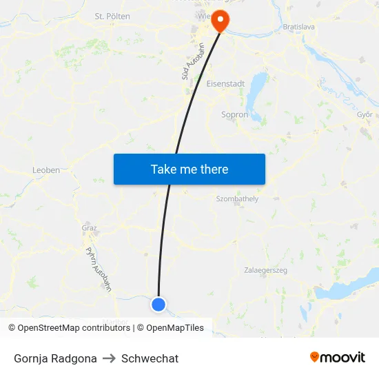 Gornja Radgona to Schwechat map